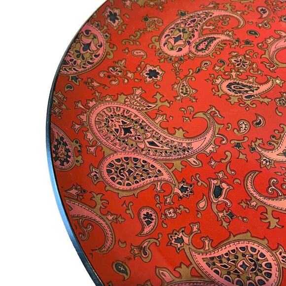 Purple Beaded Serving Trays 70s Paisley Decorative Set of 2 Colorful Hippie 70s - Picture 7 of 10